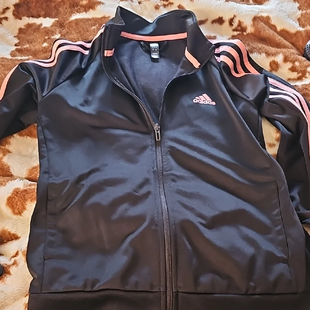 Adidas Black Jacket with Pink Stripes Size M - Picture 1 of 5